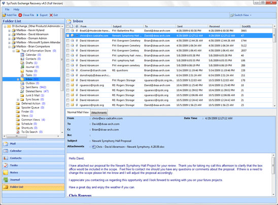 Microsoft Exchange Server Email Recovery 4.5